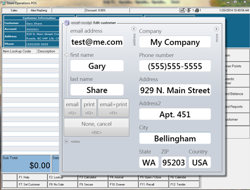 Retail Hero eReceipt Edit Customer Dialog